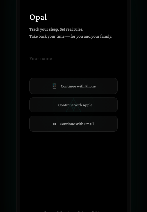 Practical Opal auth screen