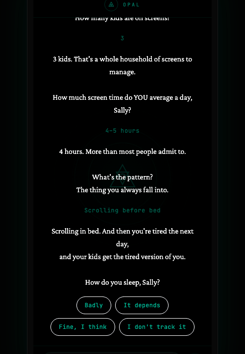 Sleep question screen